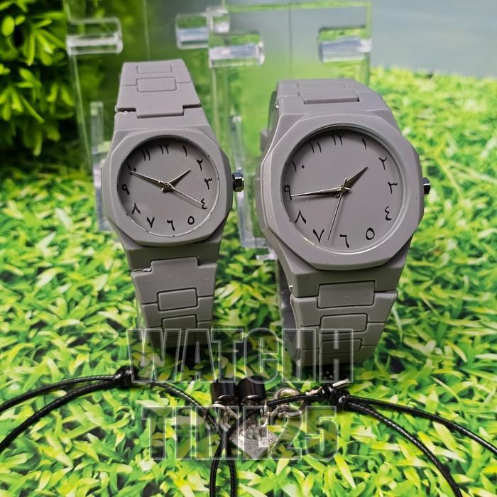 TERLARIS Free Gelang Couple  Jam Tangan Pria Wanita Arabic Strap // Jam Tangan Analog Anti Free