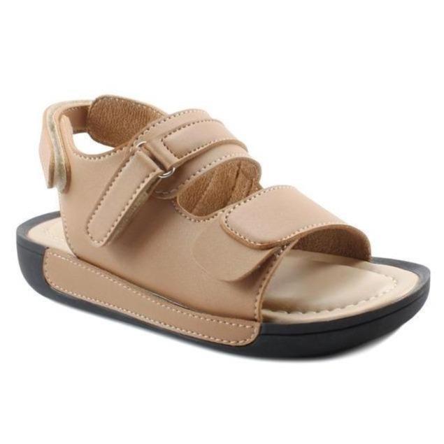 Le Bianca Cho 21-03 Sepatu Sendal Anak Laki Laki Kulit Sintetis Hitam Dan Moka Dengan Outsole Tpr -