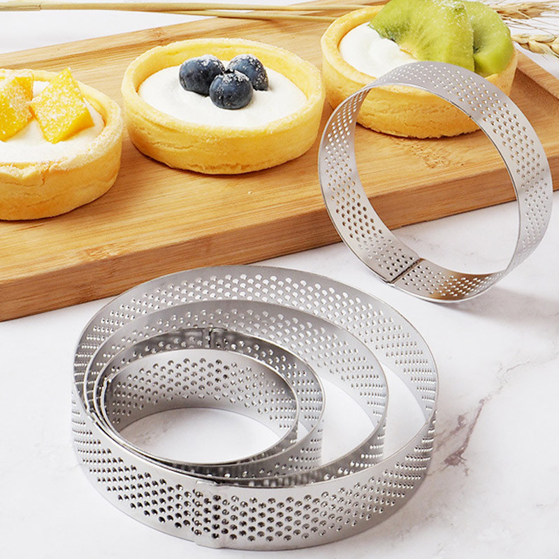 304Stainless Steel Perforated Muffin RingsCake Mold Heat-Resistant Perforated Cake Mousse Mold
