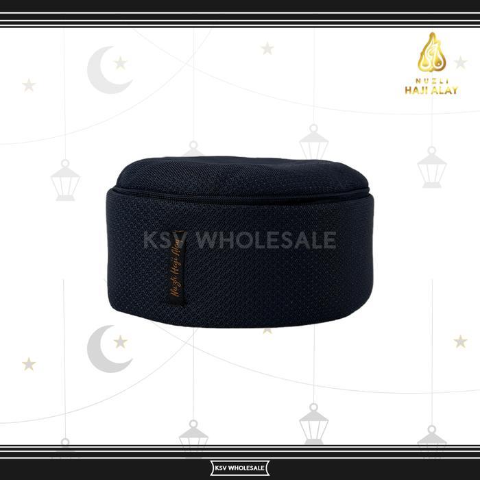 Grosir (10 Pcs) Peci Lipat Mesir Habasya Premium Haji Alay Kopiah Kain Hitam Putih Kopyah Sholat