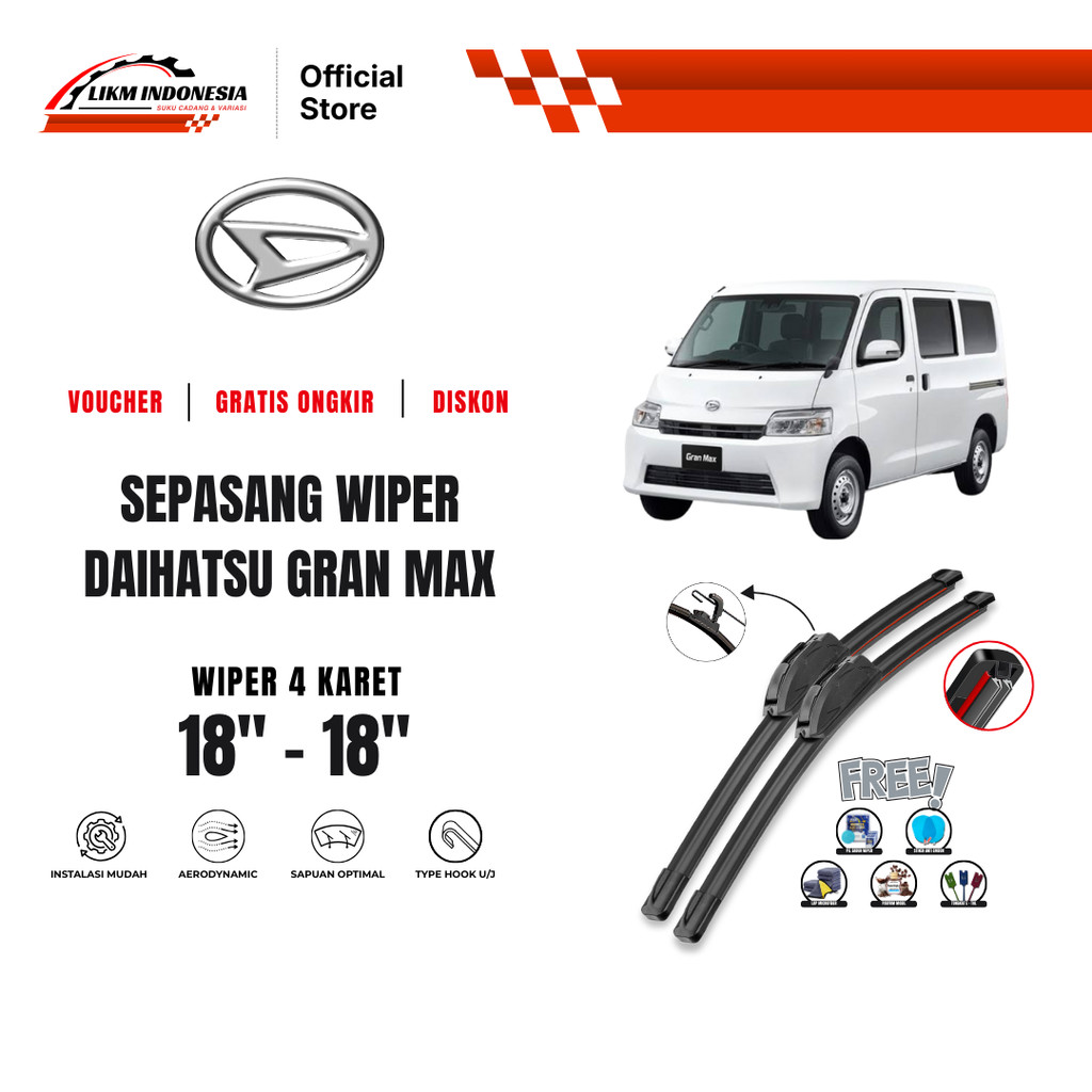 Wiper Daihatsu Grand Max Quad Kaca Depan Mobil Free 5 Bonus