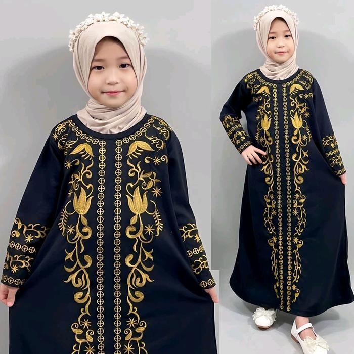 Ini Murah Gamis Abaya Gamis Arab Hitam Putih Bordir Mewah Syahbah Anak Perempuan Gamis Anak Baju