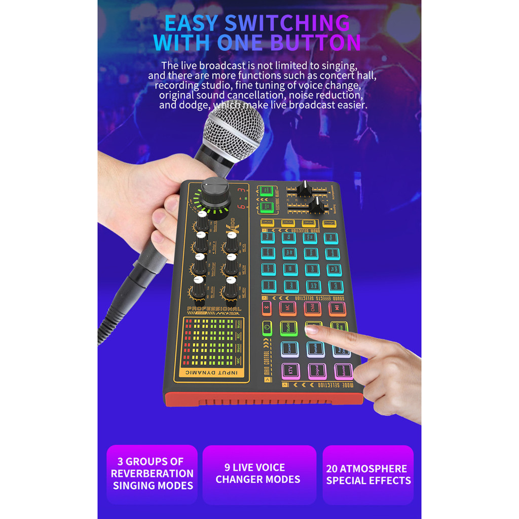 Sound Card for Streaming Computer and Mobile Phone Live Streaming Sound Card for Online Singing