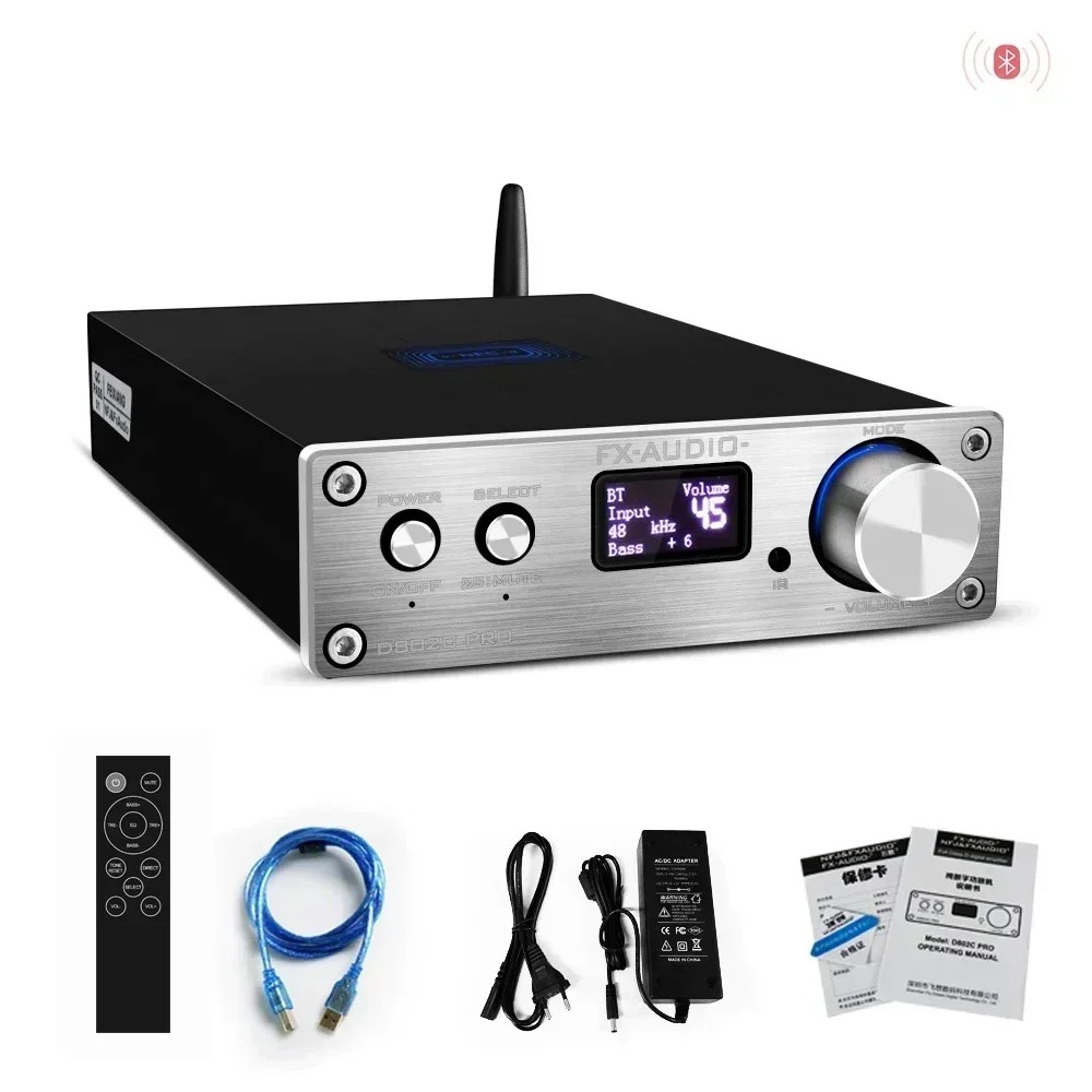 2023 FX-Audio D802CPRO Full Digital Audio Amplifier QCC3034 Bluetooth@5.0 APTX 24Bit/192KHz Power