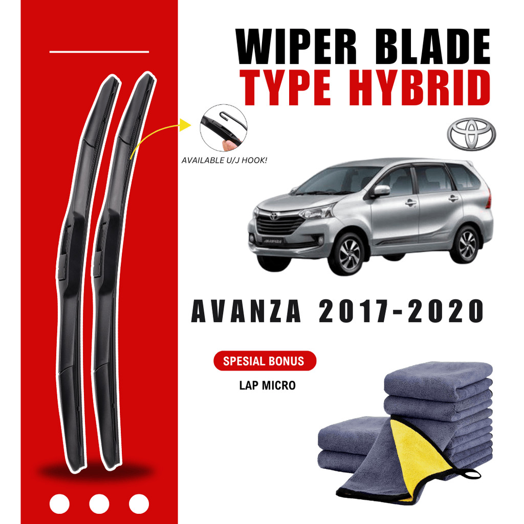 Wiper Toyota Avanza 2017-2020 Hybrid Kaca Depan Mobil Free Lap Microfiber