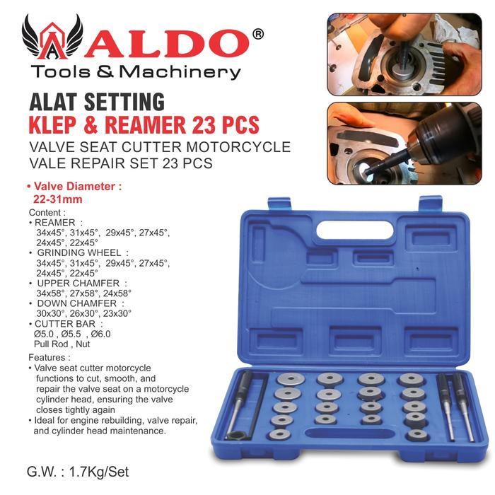 Alat Setting Klep & Reamer 23 Pcs 5123 / Setting Klep Motor / Alat Atur Klep / Valve Seat Cutter