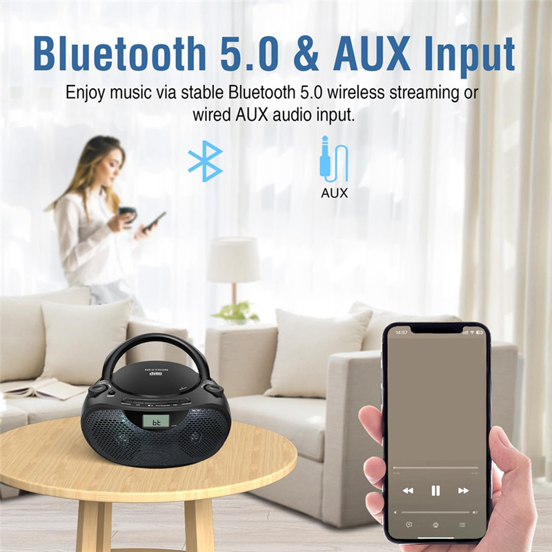 Portable CD Player Boombox Bluetooth CD Player Boombox AM/FM Radio USB Port CD Player Stereo Sound