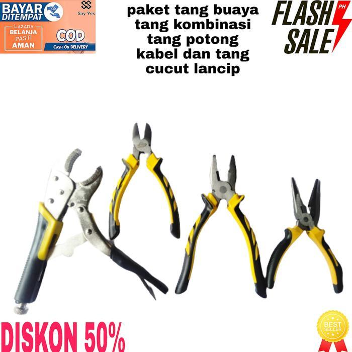 Paket Tang Set Komplit Tang Tang Buaya 10 Inchi Tang Kombinasi Tang Cucut dan Tang Potong Kabel