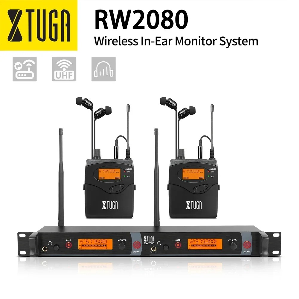 XTUGA RW2080 Whole Metal In-ear Monitor Wireless System Multi Transmitter Wireless InEar Monitor