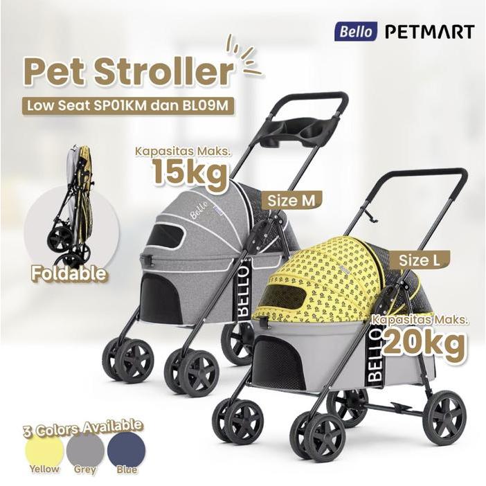 Bello Pet Stroller Foldable Low Seat