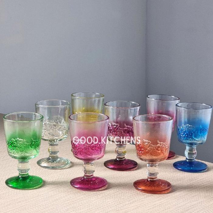 G231 [5 PCS] GELAS KACA GELAS KAKI GELAS MINUM GELAS KOPI GELAS SOUVENIR MOTIF BUAH CASANOVA