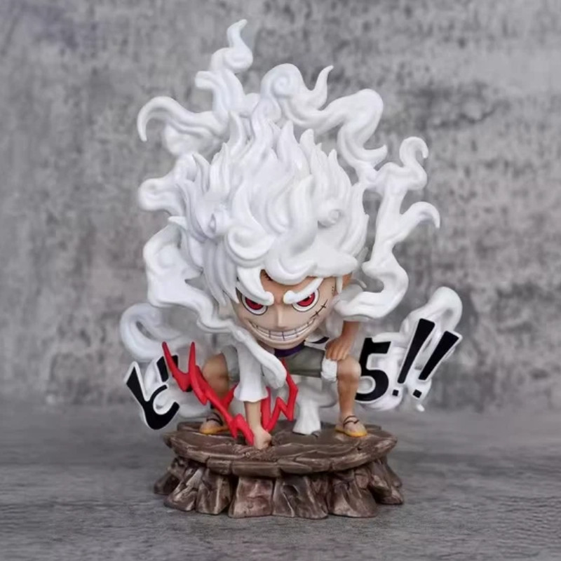 New One Piece SD Luffy Gear 5 Nika Fruit Awakening Hammering Ground Figurine 15cm PVC Model Statue