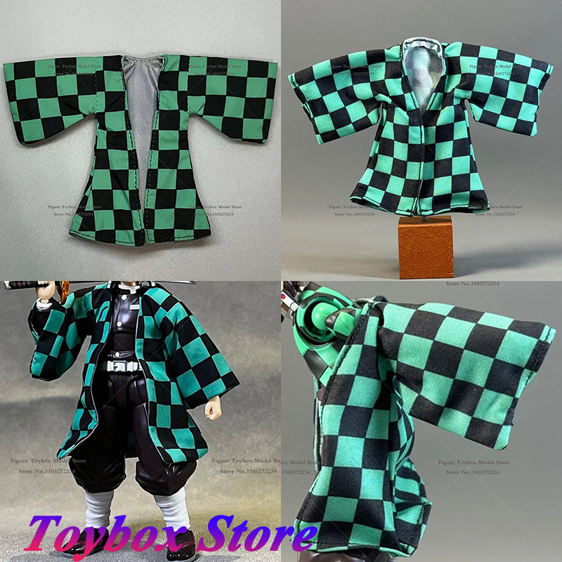 1/12 Man Figure Black Blue Plaid Coat Wire Shaped Windbreaker Clothes Accessory For Shf 6" Anime