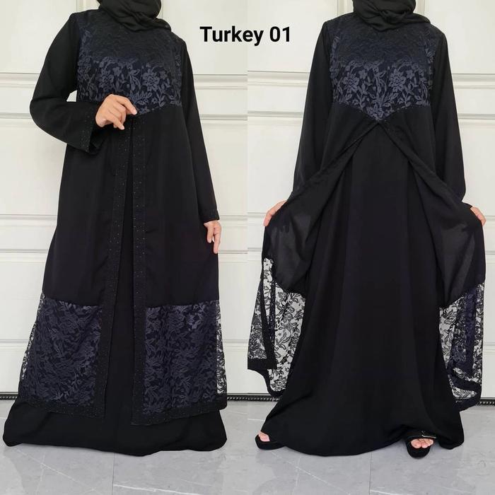 abaya gamis hitam turkey 01 brokat elegan di