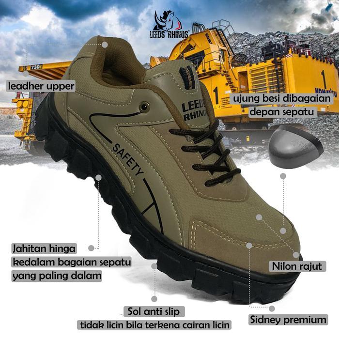 Sepatu Safety Pendek Pria Wanita Original Ujung Besi Bertali Safety Shoes Proyek Lapangan Kerja