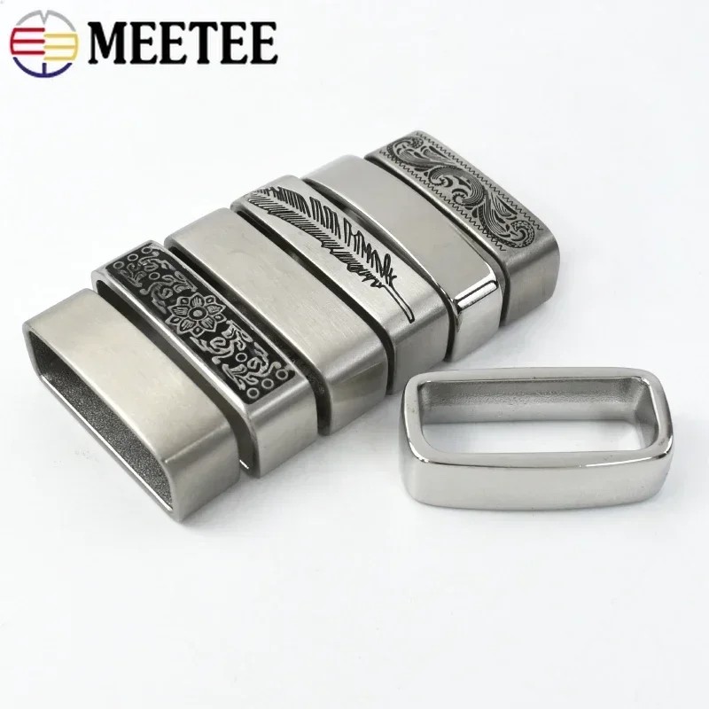 2Pcs 35/40mm Meetee Solid Stainless Steel Metal Ring Belt Loop Buckles Men's Keeper Jeans Clothing