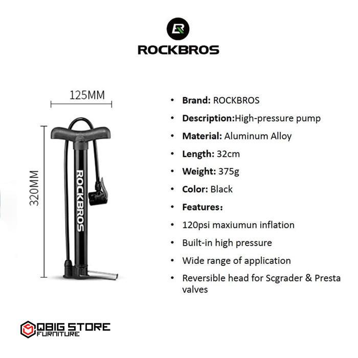 Pompa Ban Sepeda Rockbros A320 120PSI Original