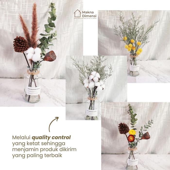 SET VAS BUNGA AESTHETIC JUMBO UKURAN BESAR 50CM TINGGI VAS 18CM DIAMETER 8CM BUNGA KERING HAND