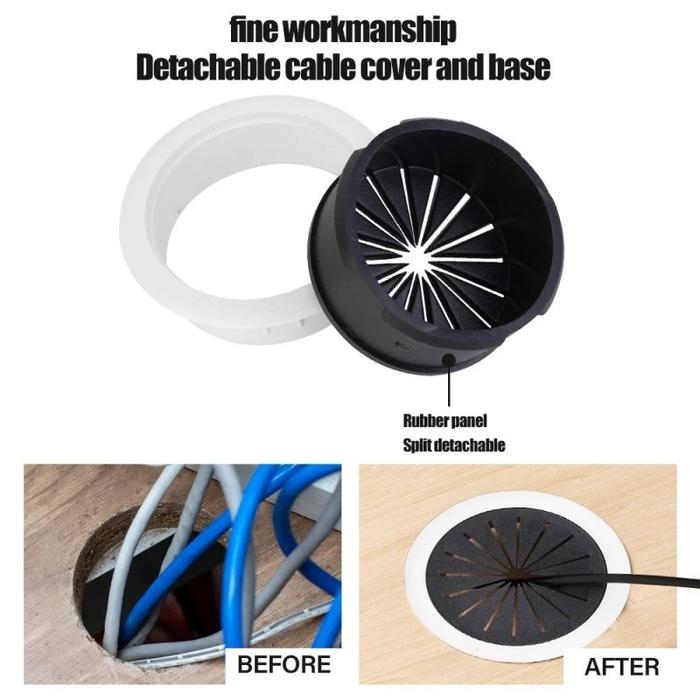 Penutup Lubang Kabel Meja Tutup Lubang Meja Bahan Karet Lobang Kabel Lubang Kabel Gromet Bulat 4Pcs