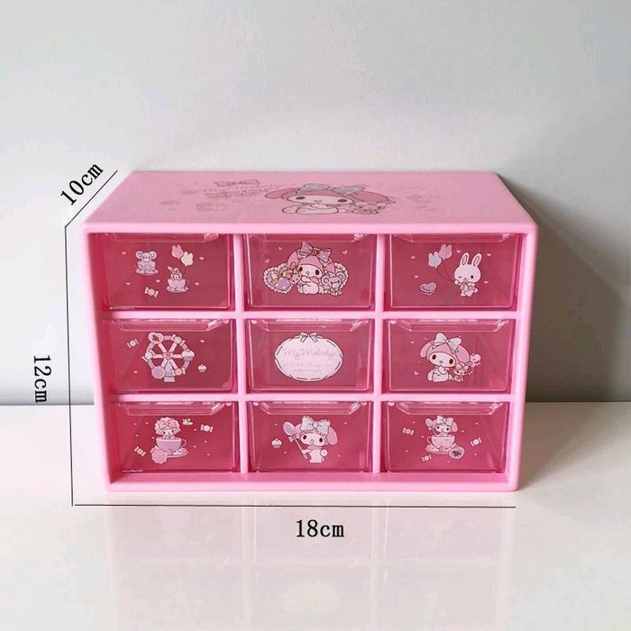 "New" RK2162 Kotak Laci 9 sekat Sanrio FREE STICKER Box Laci Aksesoris Mini