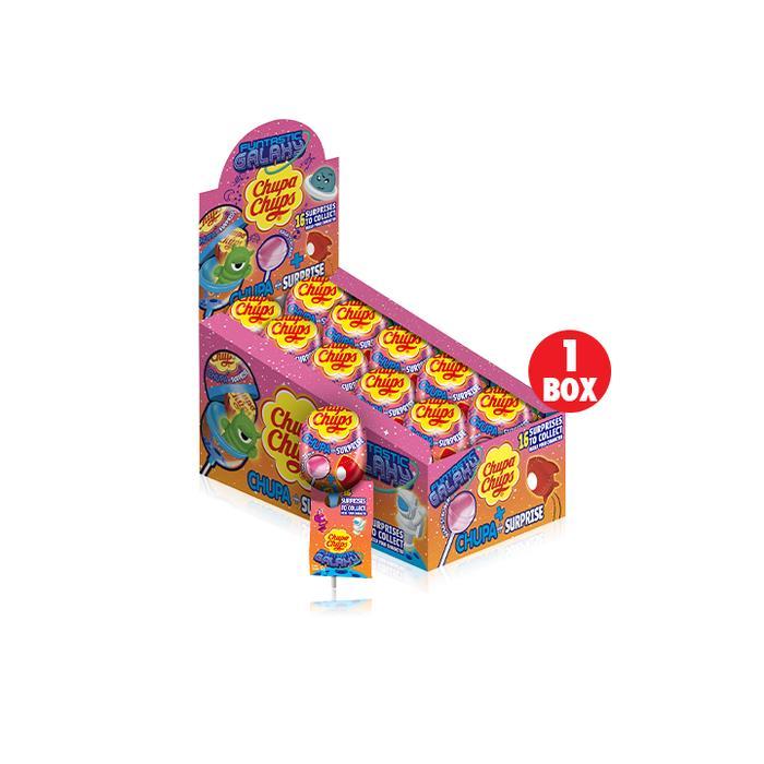 CHUPA CHUPS LOLLIPOPS SURPRISE TOYS FUNTASTIC GALAXY 12G - PERMEN LOLIPOP RASA STROBERI 1 BOX
