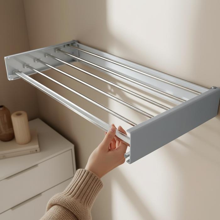 DHL Jemuran Lipat Hitam Putih 80cm 100cm Jemuran Handuk Pakaian Sepatu Jemuran Tempel Dinding Hemat