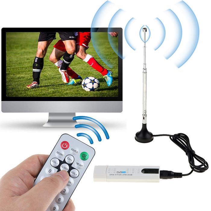 DIGITAL SATELLITE DVB T2 FM USB TV STICK TUNER WITH ANTENNA RECEIVER REMOTE HDTV FOR