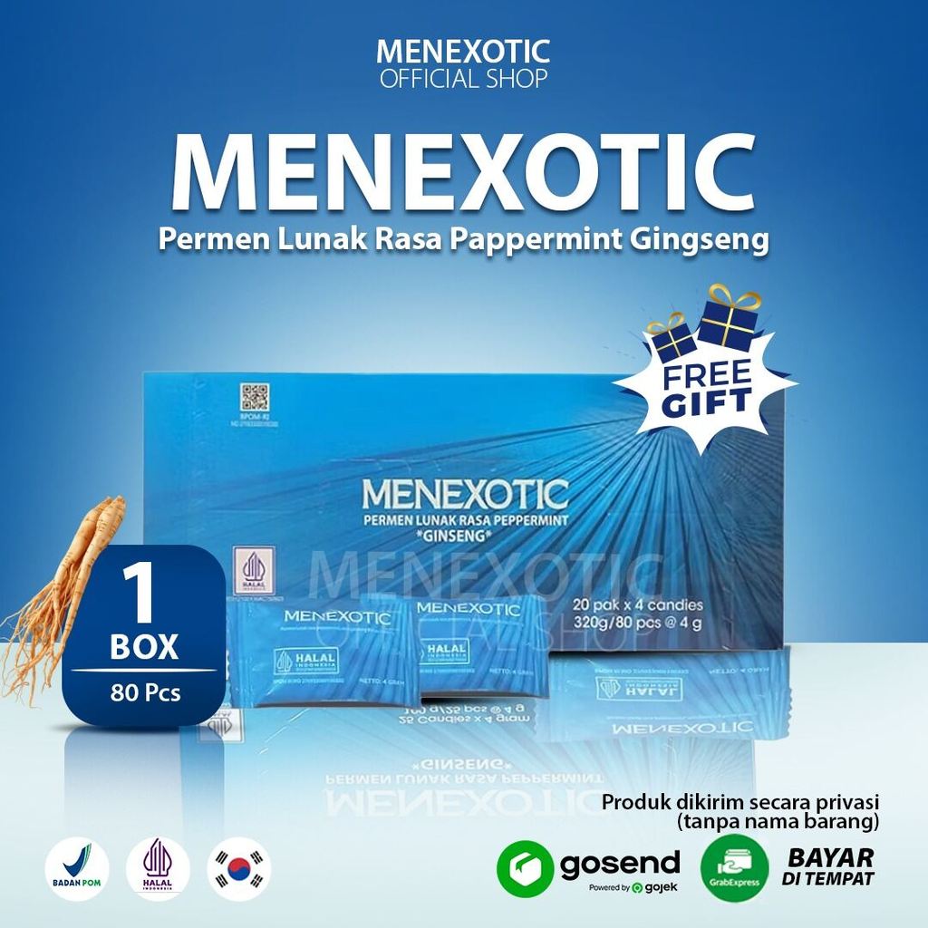 Menexotic Candy Original Isi 80 Pcs BPOM Permen Mint / Ginseng Premium Stamina Pria