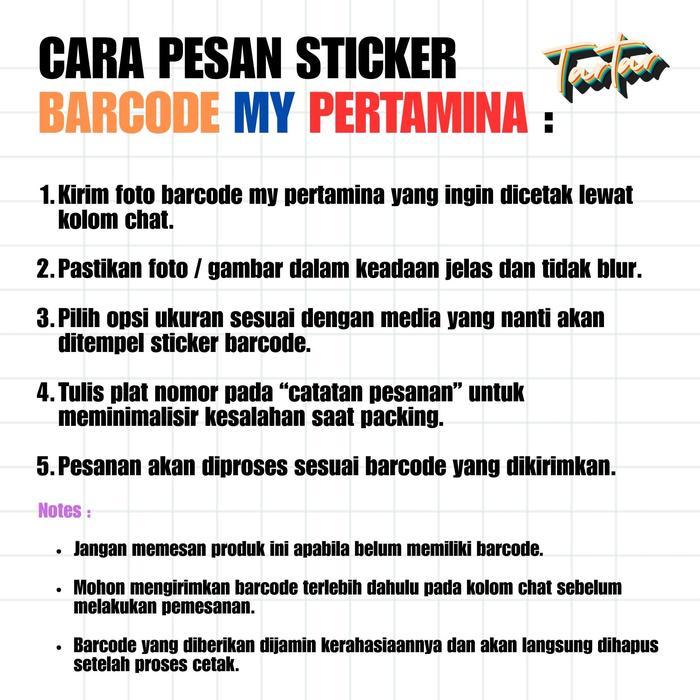 "New" cetak stiker my pertamina / stiker tangki mobil / stiker barcode
