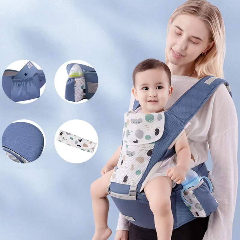Newborn Ergonomic Baby Carrier Backpack Gray Infant Baby Hipseat Carrier Front Facing Ergonomic