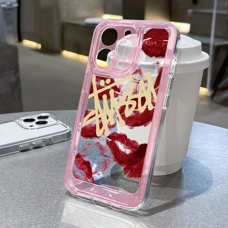 Pink Black Aesthetic Jejak Bibir Girl Cewek Casing Hp Oppo A6X A6 Pro Reno 15 5G 15F A5I A53 5 Reno 