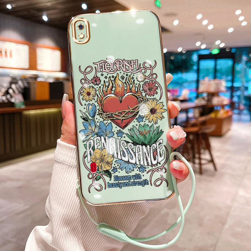 Casing Hp Untuk Samsung Galaxy A10 A10s M01s Case Ilustrasi Bunga Retro Artistik Penyepuhan Cesing s