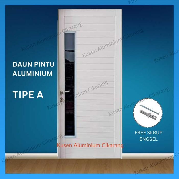 Pintu Geser Sliding Aluminium 90x210 Spandrel Double Set dengan Kusen - A, Putih
