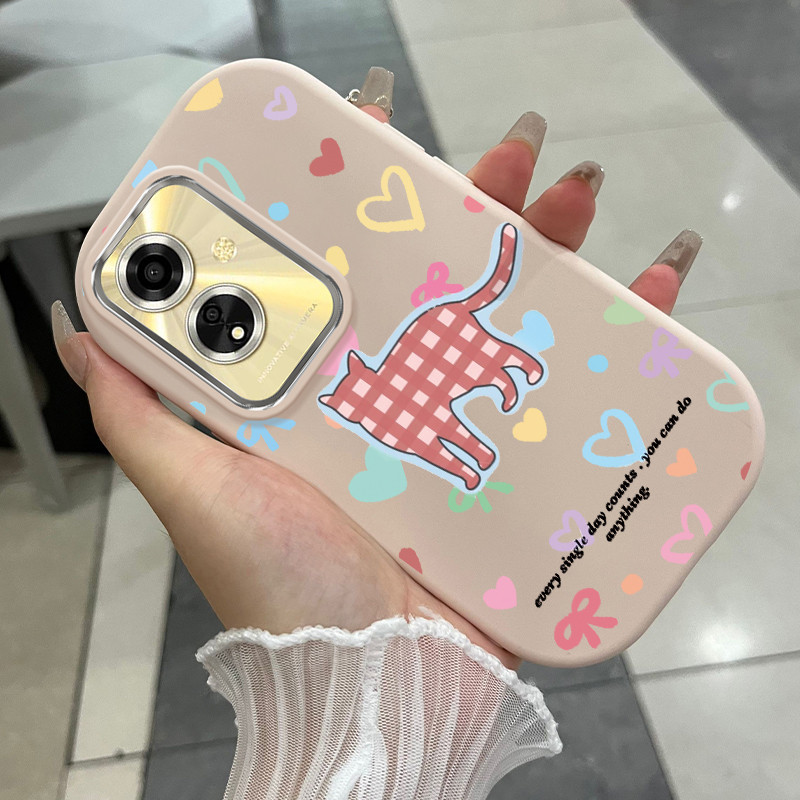 Casing Hp Untuk OPPO A59 F1s Case kotak-kotak Siluet kucing Kasing silikon Anti Bentur Cesing bulat 