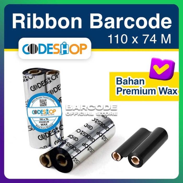 Ribbon Barcode Premium Wax Ukuran 110 x 74 Meter Pita Ribbon Barcode