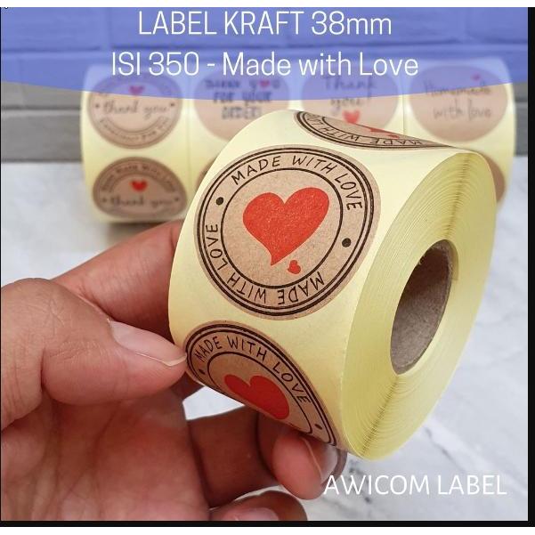 "New" 350 PCS (1 ROLL) Stiker Label Thank You Homemade Handmade 38mm Roll Paper