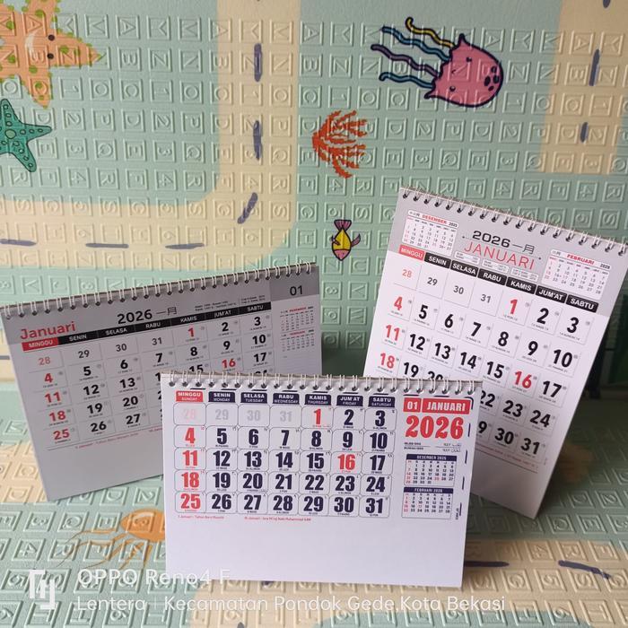 "New" kalender kerja meja Angka Besar 2026 (7 Lembar)