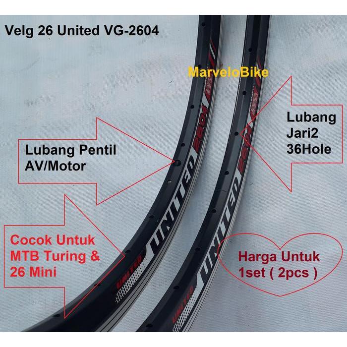Rim Velg Sepeda 26 MTB United VG-2604 36 Hole DoubleWall