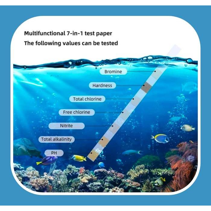 JTTOP" ALAT UKUR TEST AIR 7 IN 1 WATER TEST KIT AIR PH NITRIT NITRAT KLORIN HARDNESS BROMINE