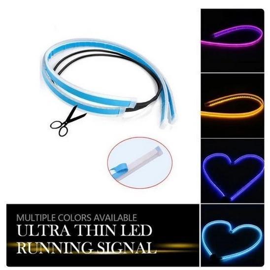 Lampu Drl Led Alis Fleksibel Slim 60Cm Running Sein Sen Mobil Motor 12 Volt