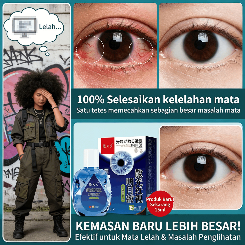 3PCS Revitalizing Eye Care Brightening Liquid Moisturizing Eye Drops with Aloe Vera Mata Kering dan 
