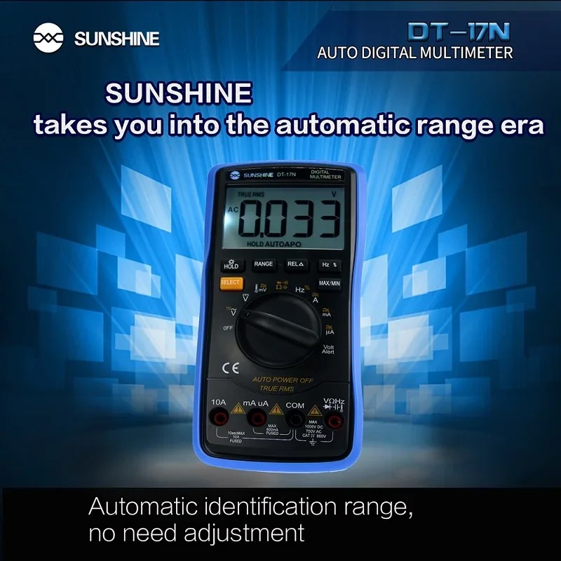 SUNSHINE DT 17N MULTIMETER RANGE LCD DISPLAY MULTIMETER AUTO DIGITAL MULTIMETER IS 35/6 AUTOMATIC