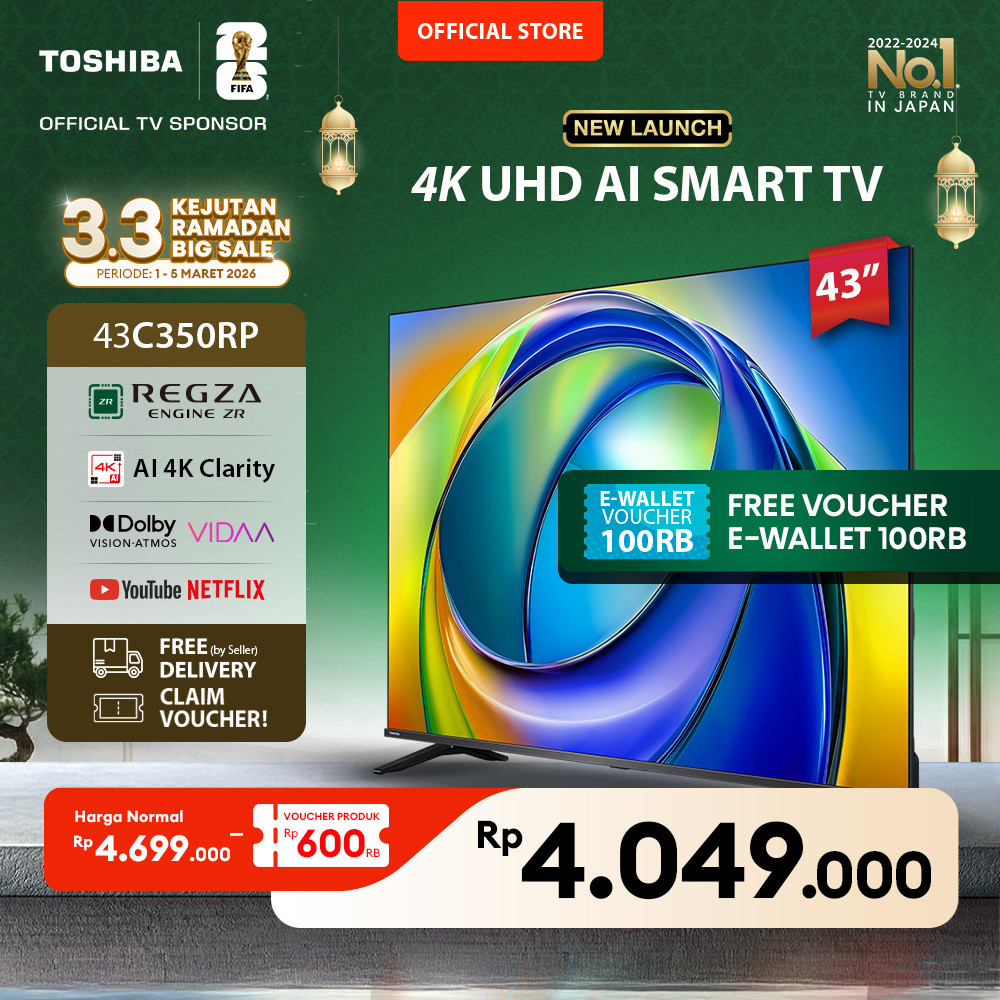 [4K] Toshiba TV 43" 4K UHD Smart TV - Regza ZR Gen3 Dolby Vision Atmos HDR10+ MEMC VRR ALLM AI Sound