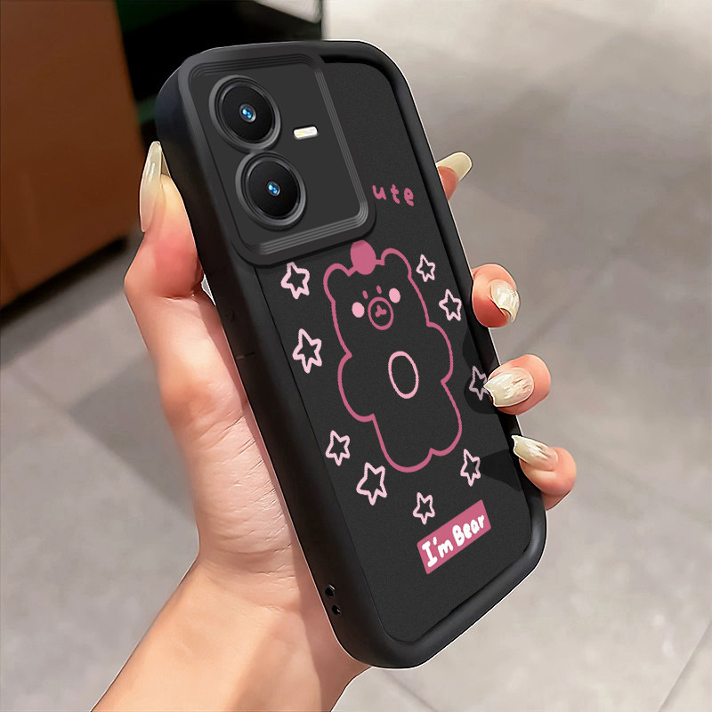 Casing Hp VIVO Y22 VIVO Y22s Case Apple Teddy Bear Minimalist Kasing silikon Cesing Bagus Selfie Kes