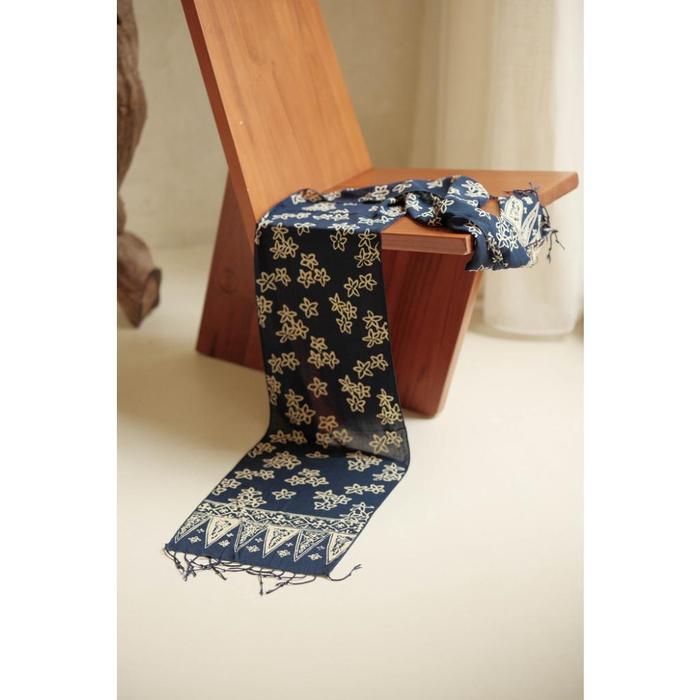 BATIK RATU - Scarf Batik Bunga Melati - Blue DNC