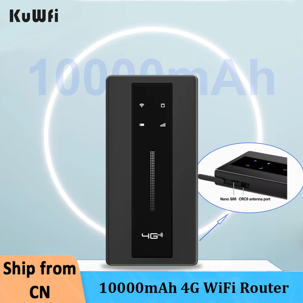 KuWFi 150Mbps Pocket WiFi 10000mAh Portable Outdoor Travel Mobile Wifi Hotspot with RJ45 TS9