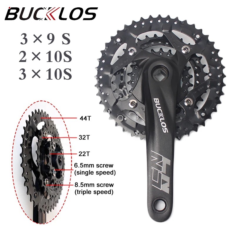 JUAL  BUCKLOS 104/64 Bicycle Crankset 2*10 3*10 3*9 Speed Mountain Bike Crankset 104BCD 64BCD 22/26/