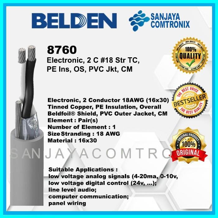 Belden 8760 Chrome Kabel Audio Electronic 2 Conductor 18AWG (16x30)