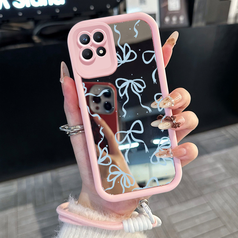 Casing Hp untuk Realme 8I Narzo 50 4G Case Casing busur pola Silikon Softcase Kasing HP tali gantung
