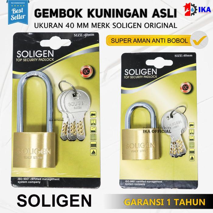 Gembok Pagar Kunci Komputer Soligen Kuningan Asli 40mm Panjang Pendek GEMBOK SOLIGEN /GEMBOK